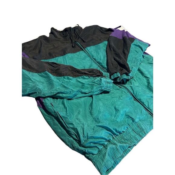 Vintage 90s Mens 100% Silk Color-block Windbreaker Bomber Full Zip Jacket Sz XL - Picture 3 of 8